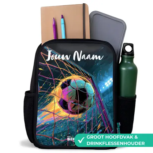Neon - Net - Voetbal - Kleurrijk Rugzak - Zwart middel -inhoud_NL