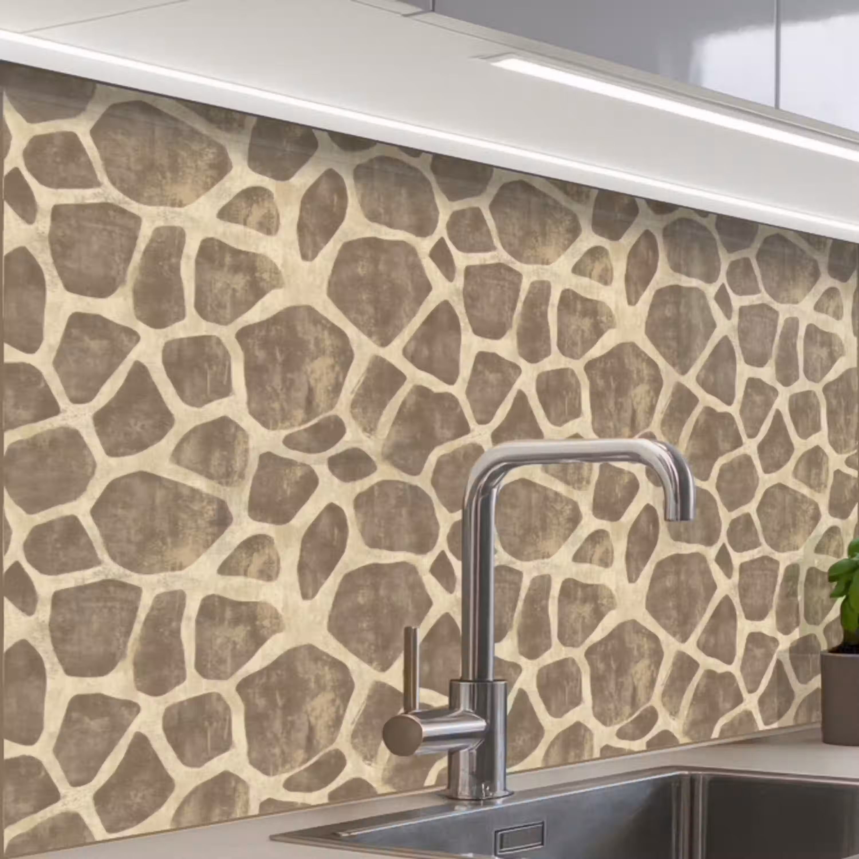 Giraf - Patroon - Beige - Bruin keuken achterwand 2 middel 865 -zzzz3d_schuin