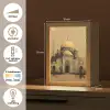 Goud - Abstracte penseelstreken - Moskee Light Box met kabel (Tafellamp) klein -USP_NL