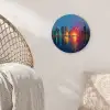 Skyline - Penseelstreken - Donkerblauw - Lichtgevend Wandcirkel kunststof plaat 5mm dik klein -sfeer5