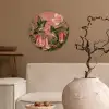 Kolibries - Bloemen - Groen - Roze Wandcirkel kunststof plaat 5mm dik klein -sfeer1