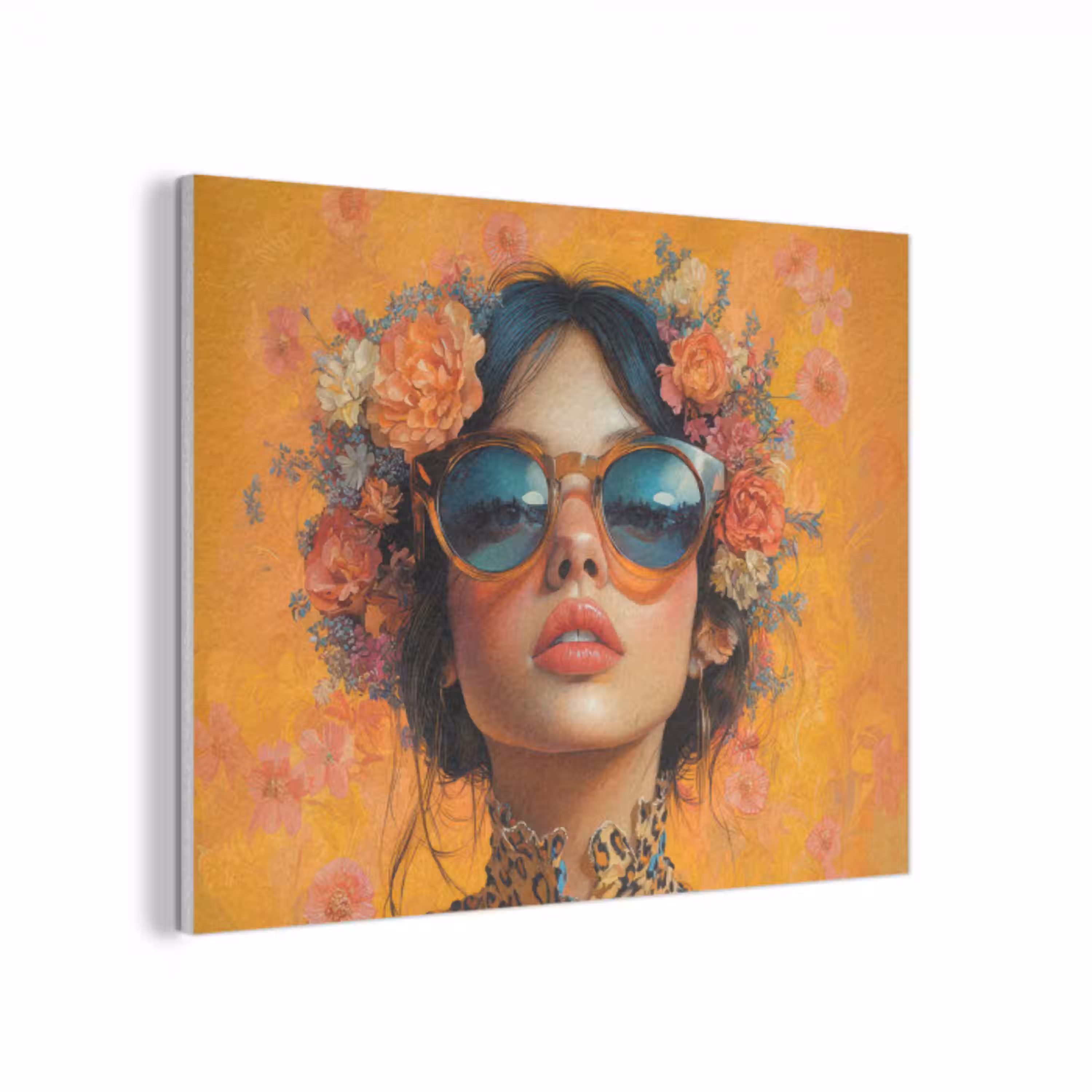 Vrouw - Bloemen - Aesthetic - Oranje PET vilt klein -3d