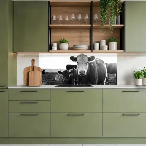 Koeien - Zwart - Wit keuken achterwand 2 middel -sfeer3