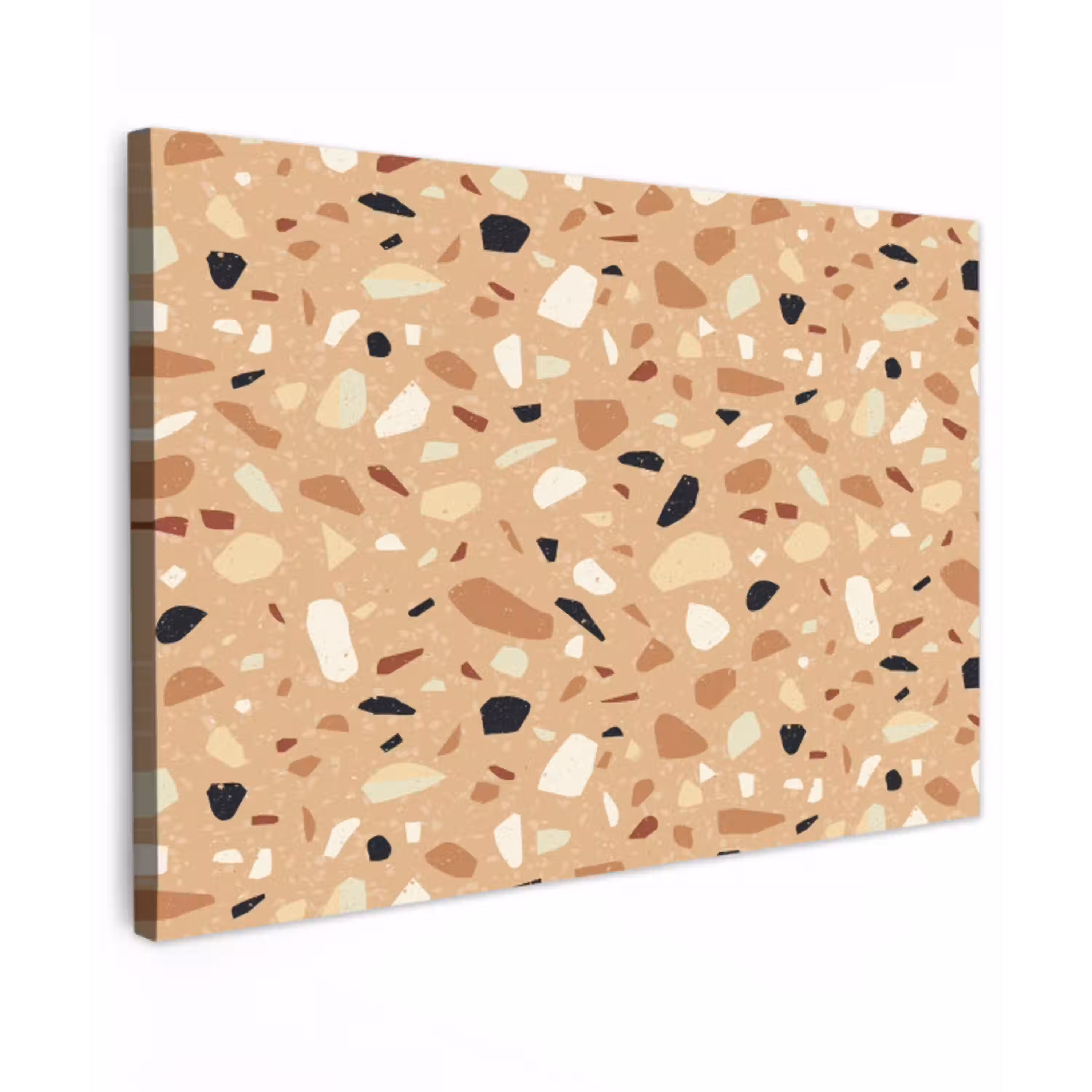 Terrazzo - Patroon - Kleurrijk - Oranje Tuinposter op houten frame 2 cm dik klein 845 -3d