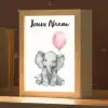 Olifant - Baby dier - Roze ballon Light Box met kabel (Kinderlampje) klein -zzz_3d_website