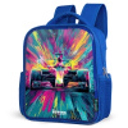 Raceauto - Explosie - Kleurrijk - Abstract Kinderrugzak - Blauw middel -schuin