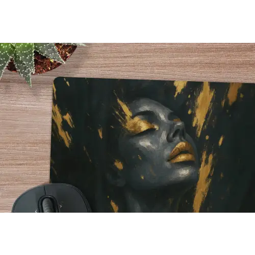 Gezicht - Vrouw - Verfspatten - Abstract muismat rubber klein -closeup