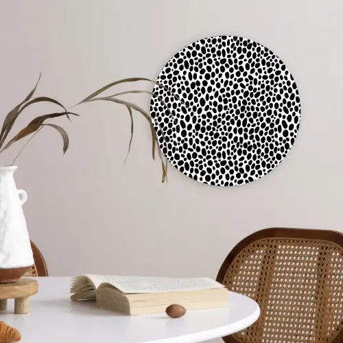 Vlekken - Zwart - Wit Wandcirkel plexiglas klein 852 -sfeer4