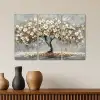 Boom - Abstract - Wit - Bloesem Canvas - Meerluiken 3 luik klein -sfeer3
