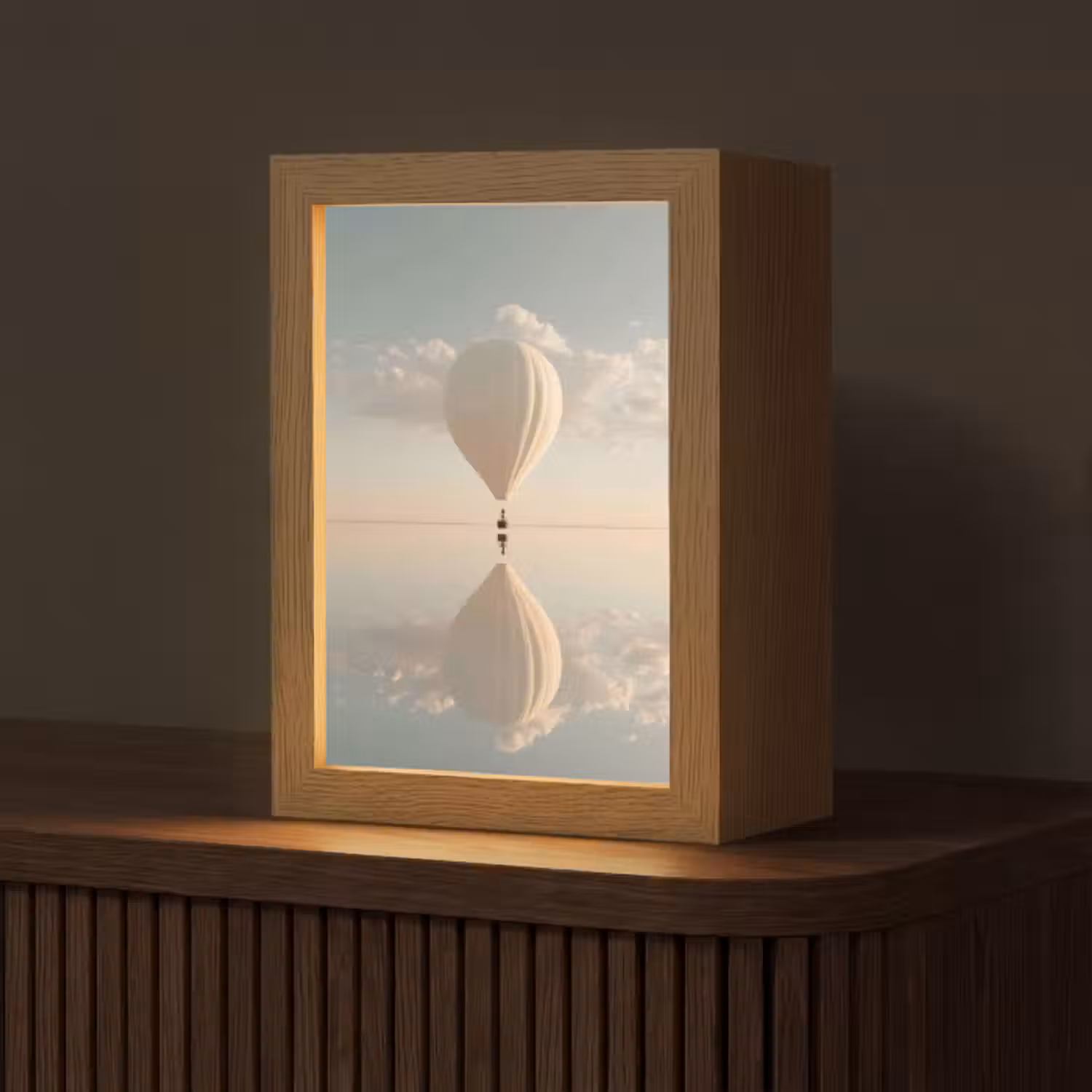 Tischlampe - Heißluftballon - Wolken - Wasser - Blau