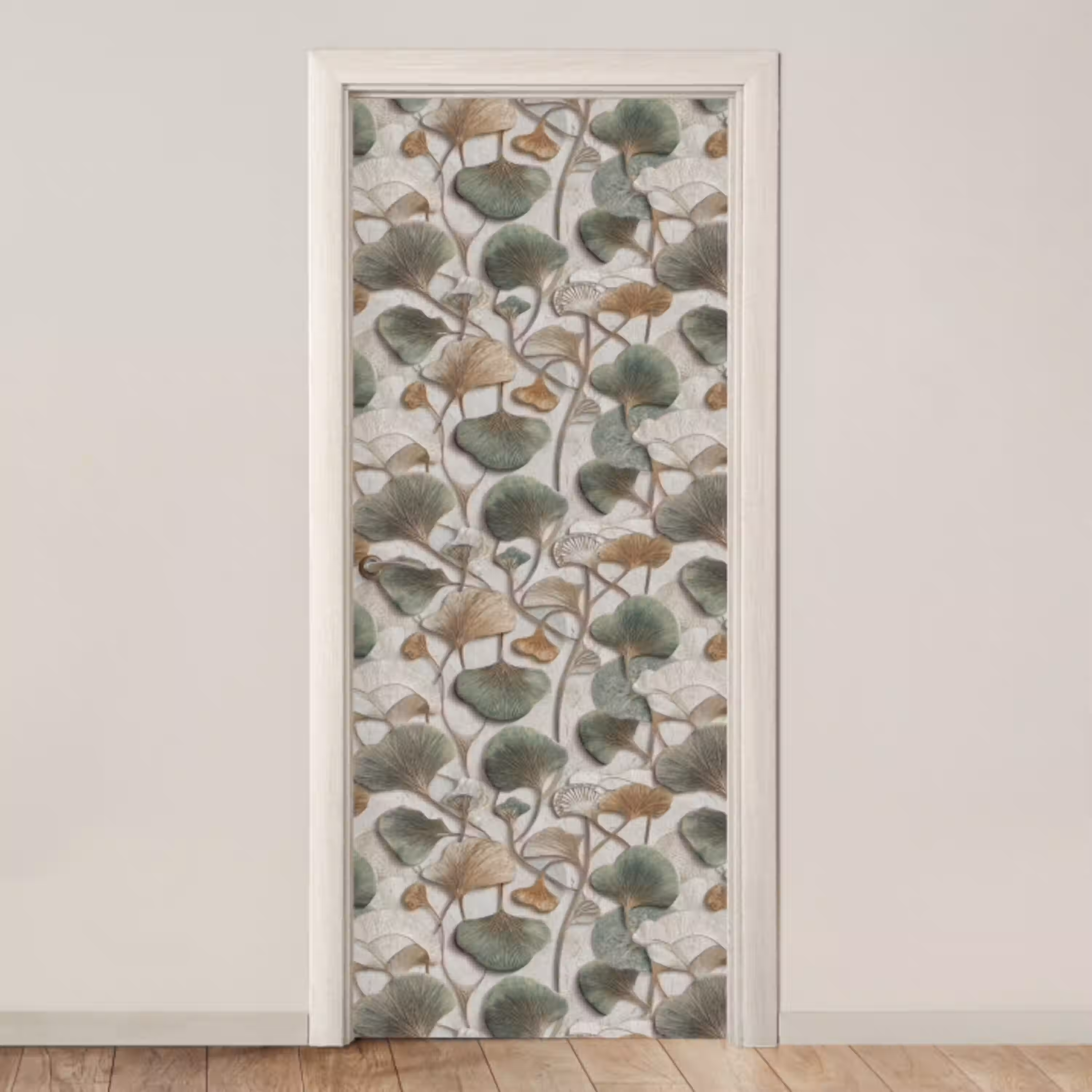 Elegant - Bladeren - Groen deurposter klein 289 -3d_beige