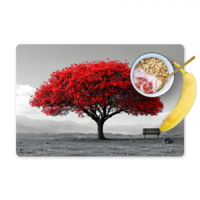 Boom - Rood - Natuur - Zwart wit Placemat vinyl groot -zzzproduct_Kitchenyeah-website