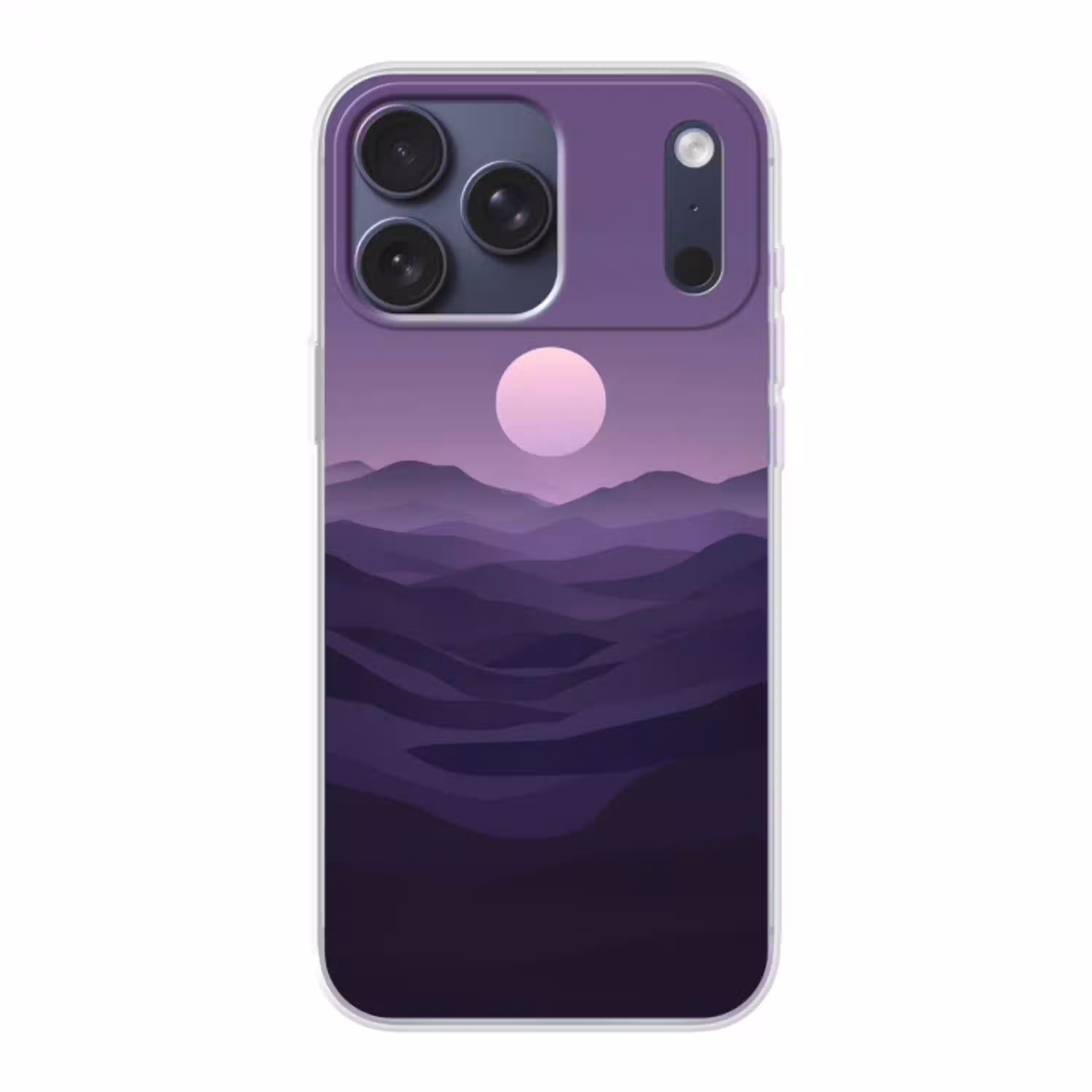Heuvels - Paars - Mist - Zon Telefoonhoesje iPhone 17 Pro Max klein -3d