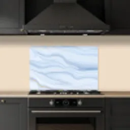Marmer - Golf - Blauw - Patronen - Marmerlook - Pastel keuken achterwand spatscherm klein -sfeer1