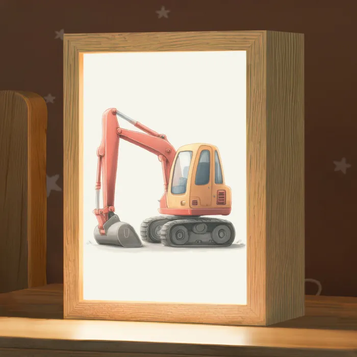 Graafmachine - Oranje - Illustratie - Minimalistisch Light Box met kabel (Kinderlampje) klein -zzz_3d_website
