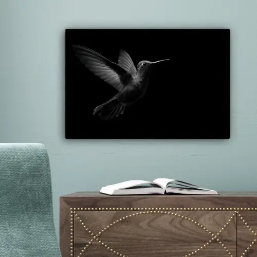 Kolibrie - Zwart - Dieren canvas 2cm klein -sfeer4