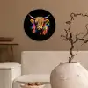 Schotse Hooglander - Graffiti - Kleurrijk - Bloem - Dieren Wandcirkel plexiglas klein -sfeer1