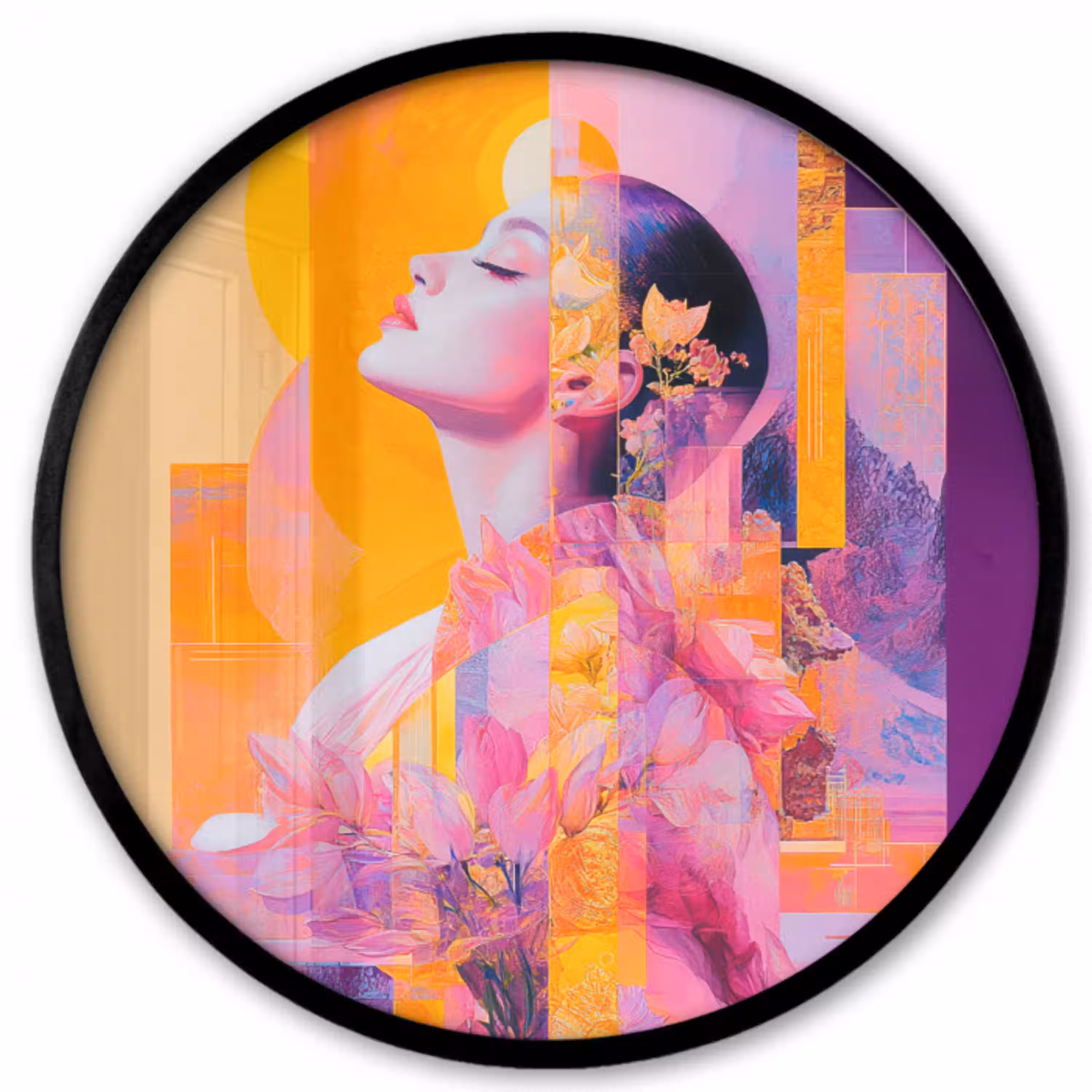 Abstract - Portret - Vrouw - Kleurrijk Fotolijst rond zonder passe partout klein -3d