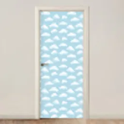 Wolken - Illustratie - Blauw deurposter klein 289 -3d_beige