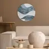 Lijnen - Golven - Abstract - Blauw Akoestische PET Vilt - Rond klein -sfeer1