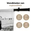 Vrouwen - Zonnehoed - Strand - Zwart - Wit Wandkleed katoen klein -sfeer2