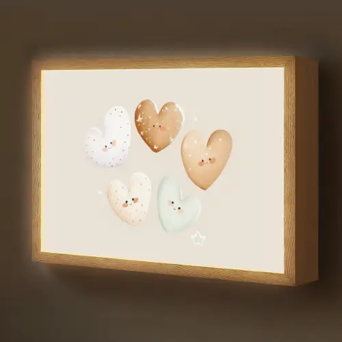 Hartjes - Kleurrijk - Pastel Light Box met batterij (Wandlamp kind) middel -z3d_website