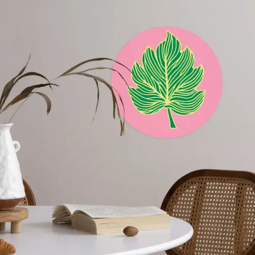 Blad - Groen - Illustratie - Minimalistisch Wandcirkel behangsticker klein -sfeer3