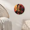 Vrouw - Bloemen - Papegaai - Schilderachtig Wandcirkel kunststof plaat 5mm dik klein -sfeer5