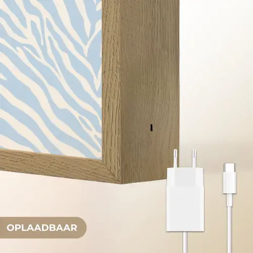 Zebra - Motief - Blauw - Wit Light Box met batterij (Wandlamp) middel 907 -USP_websiteoplaadbaarNL