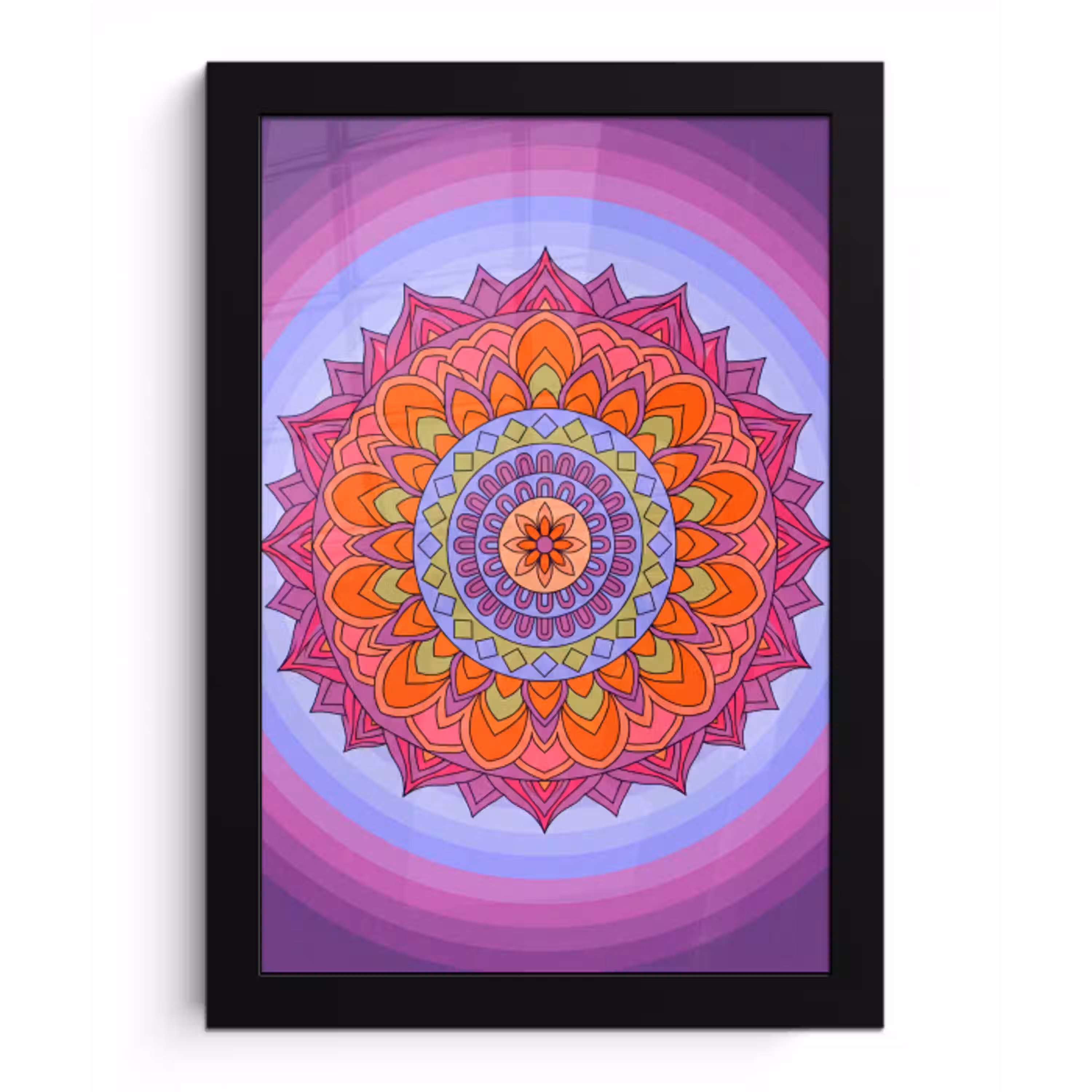 Mandala - Cirkel - Abstract - Kleurrijk - Patroon fotolijst zwart zonder passe partout klein -3d