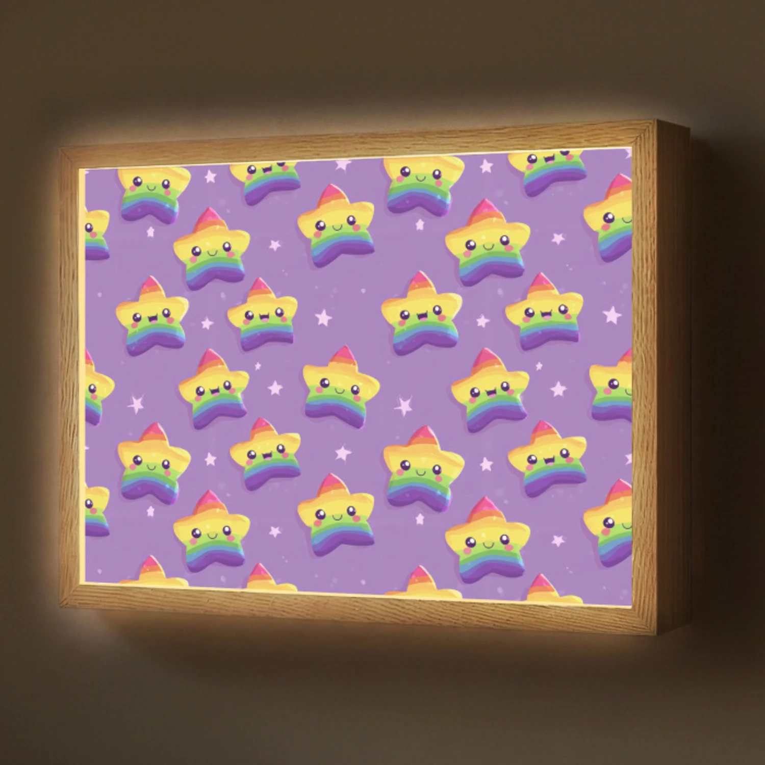 Sterren - Regenboog - Paars Light Box met batterij (Wandlamp) middel 907 -z3d_website