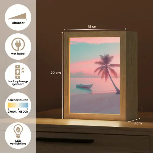 Zee - Boot - Zonsondergang Light Box met kabel (Tafellamp) klein -USP_NL