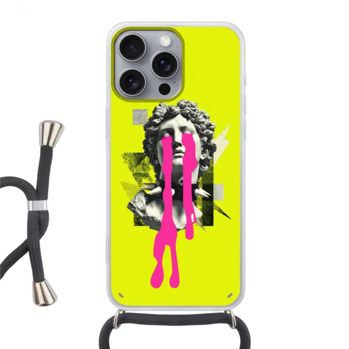 Buste - Verf - Geel Hoesje iPhone 16 Pro Max met koord klein -3d