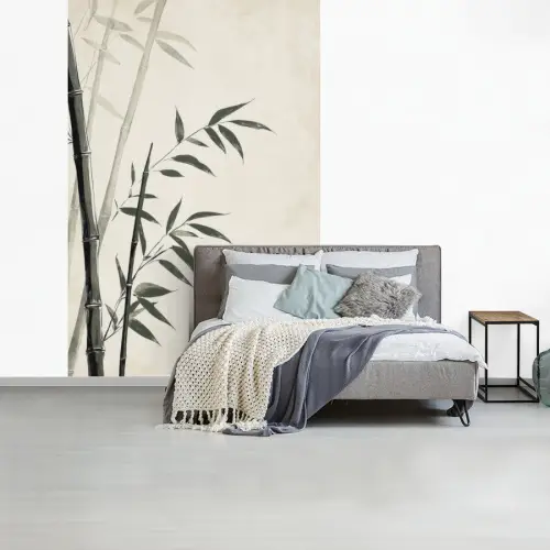 Japandi - Bamboe - Beige fotobehang vinyl groot -slaapkamer