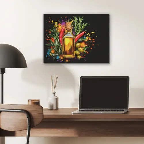 Olijfolie - Graffiti - Peper - Olijven - Modern PET vilt klein -sfeer5