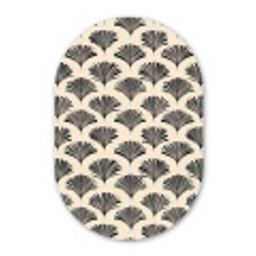 Waaiers - Botanisch - Zwart - Beige Wandcirkel Ovaal Aluminium middel 839 -3d