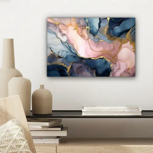 Marmer - Roze - Blauw canvas 2cm klein -sfeer6