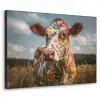Koe - Bloemen - Weiland Textielframe zwart klein -3d