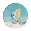 Glas - ijsblokjes - Citroen Wandcirkel aluminium klein -3d