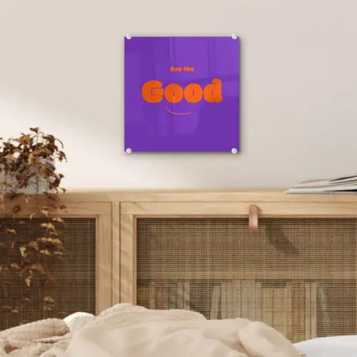 See the good - Oranje - Paars - Smiley plexiglas 5mm klein -sfeer4