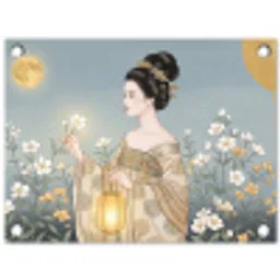 Aziatisch - Vrouw - Kimono tuinposter los doek klein -3d