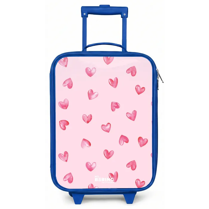 Roze hartjes Kinderkoffer - Blauw klein -zz3dotto