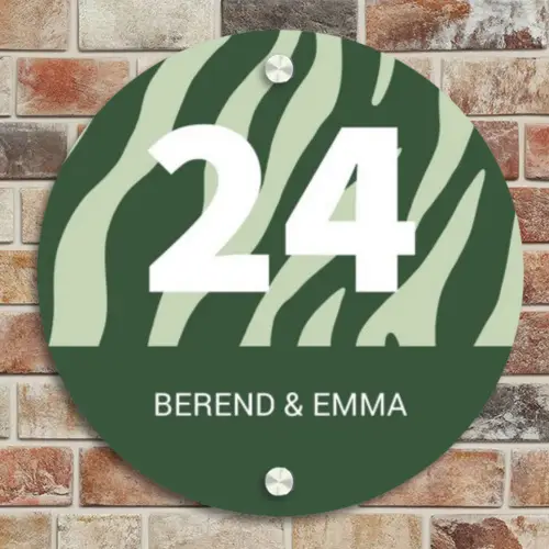 Groen zebra - Klassiek Naambord Rond klein -sfeer2