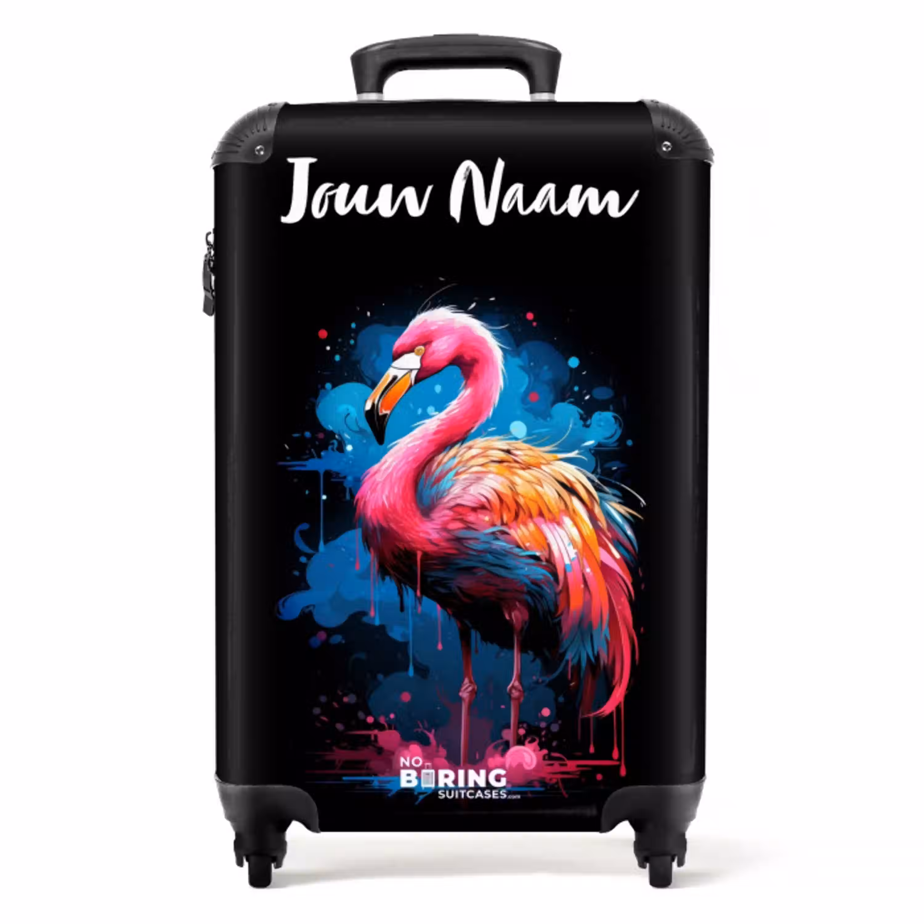 Gekleurde Flamingo voor een Verfexplosie NBS - Handbagage koffer - Kinderen Unisex middel -productfoto_recht