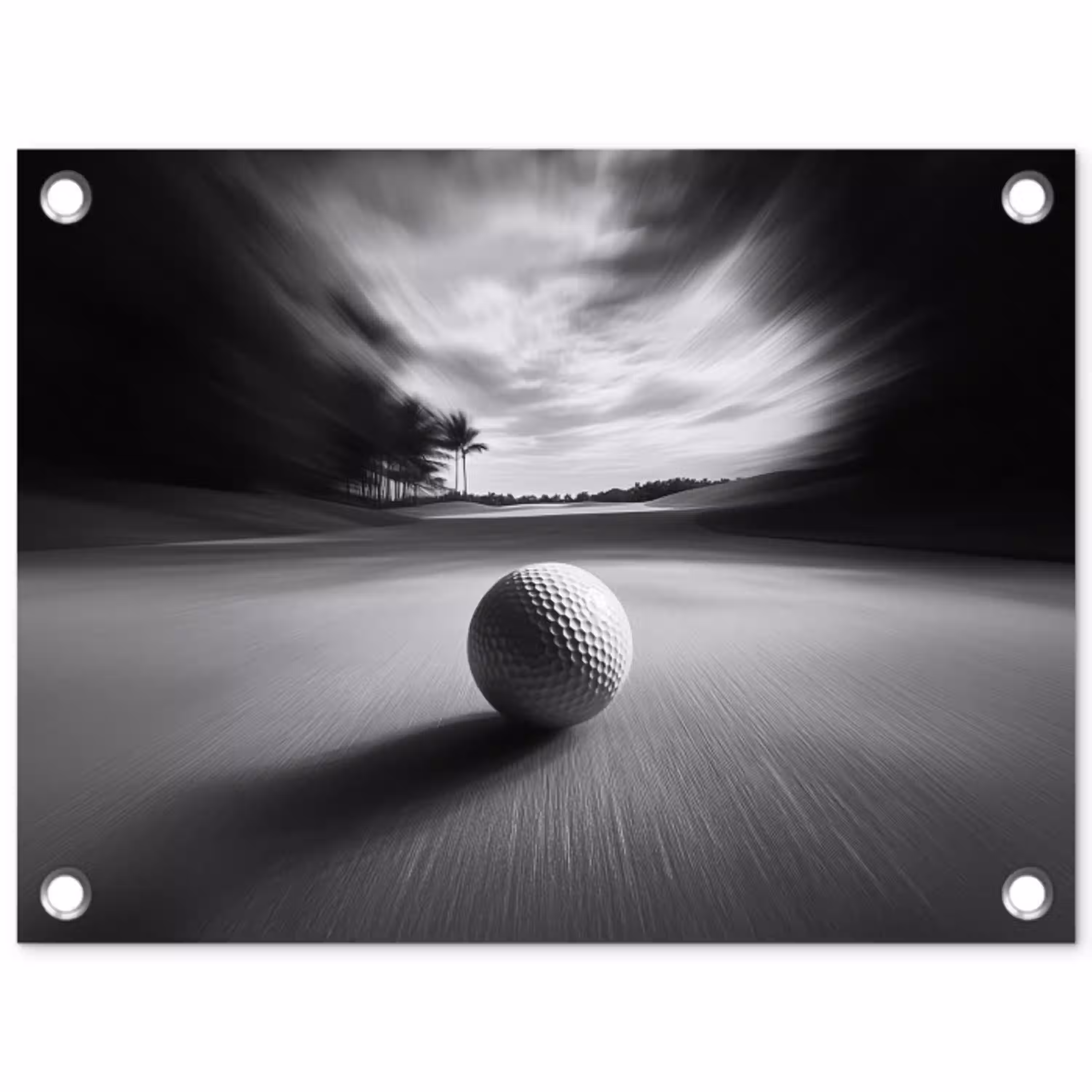 Golfbal - Wazig - Zwart tuinposter los doek klein -3d