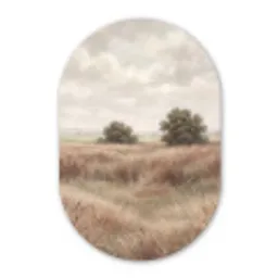 Landschap - Minimalistisch - Beige Wandcirkel Ovaal Forex klein -3d