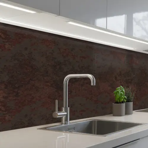 Metaal - Roest - Donker - Bruin keuken achterwand 2 middel 871 -3d_schuin