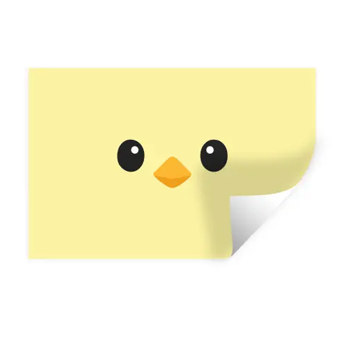 Kuiken - Vrolijk - Geel - Minimalistisch Muursticker klein -3d