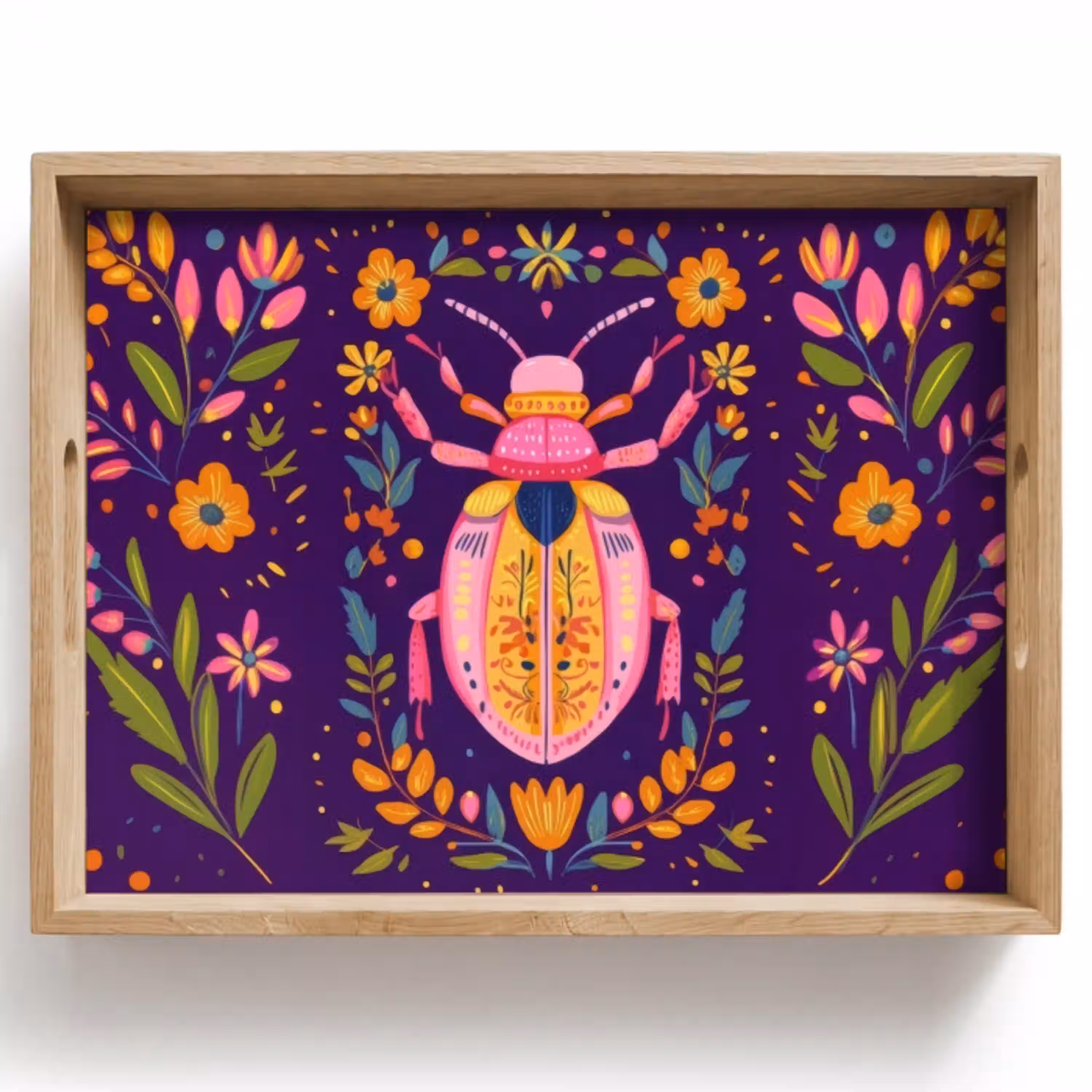 Kever - Felgekleurd - Bloemen - Bladeren Dienblad Rechthoek middel -z3d_shopping