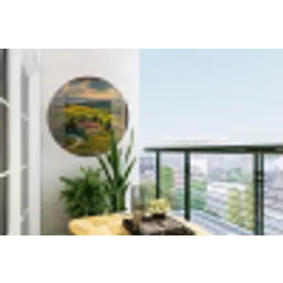 Doorkijk - Toscane - Uitzicht - Landschap - Zomer Wandcirkel tuinposter met ringen klein -buiten1